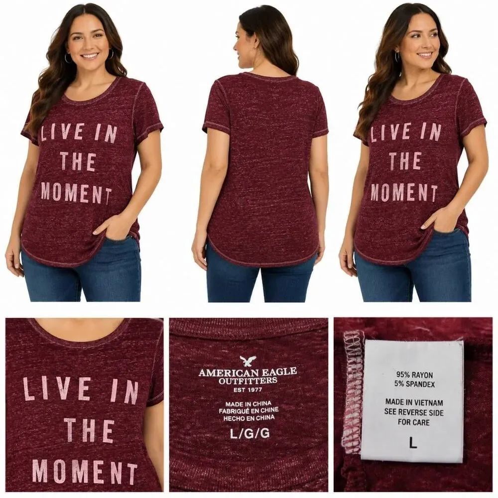 American Eagle Live in the Moment Graphic Tee Large